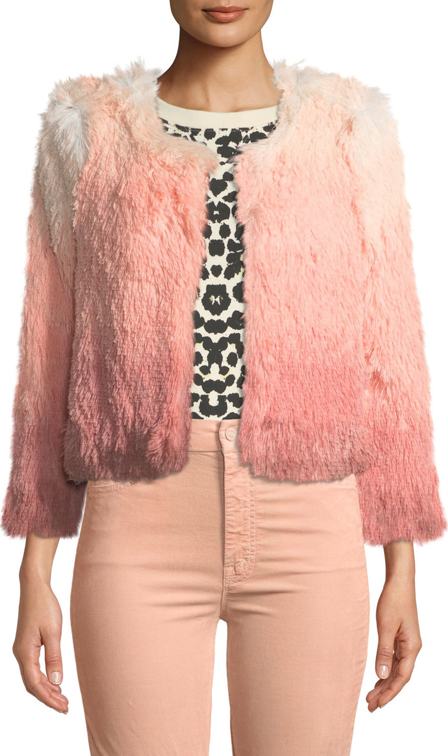 MOTHER The Boxy Shaggy Ombre Cropped Jacket