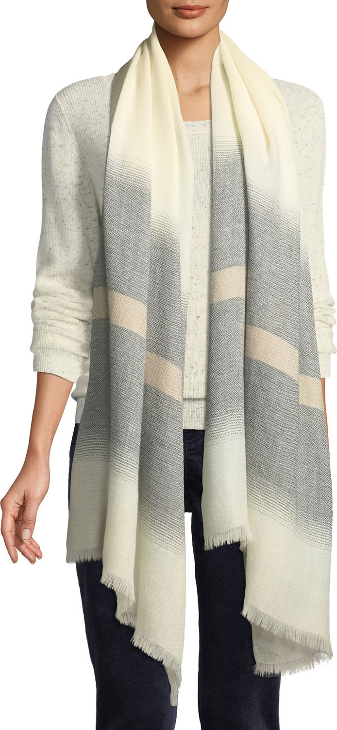 Eileen Fisher Herringbone Stripe Alpaca Scarf