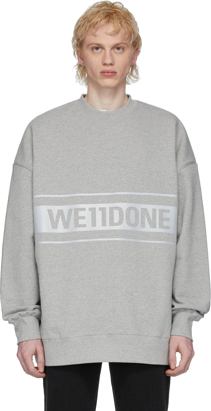 We11done Grey Reflective Logo Sweatshirt