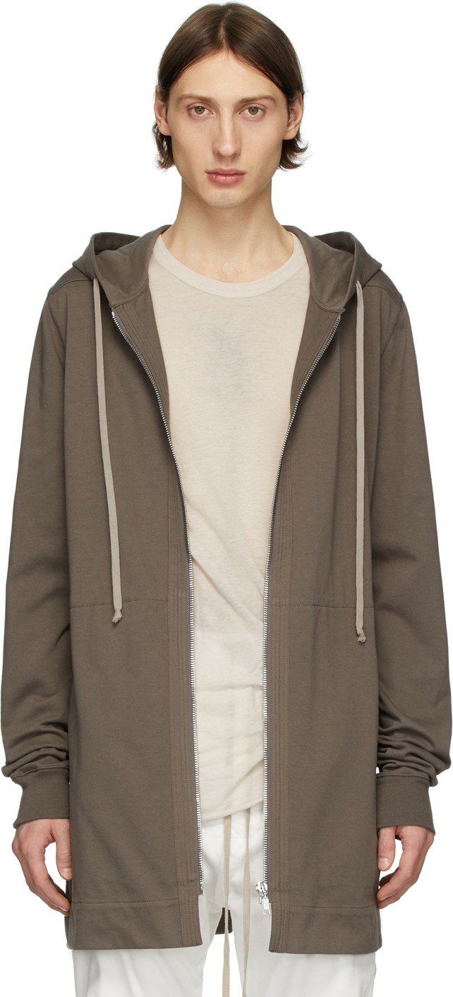 Rick Owens Grey Zip-Up Hoodie