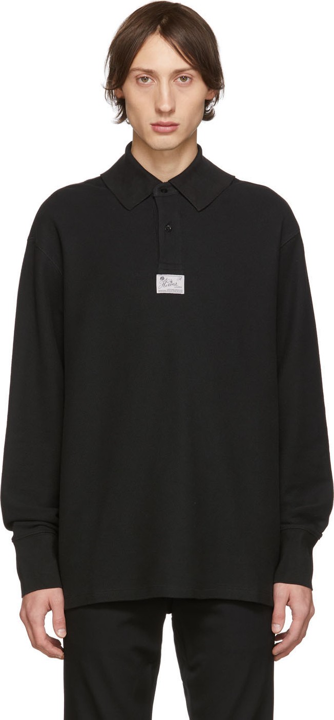 Raf Simons Black Hanging Collar Long Sleeve Polo