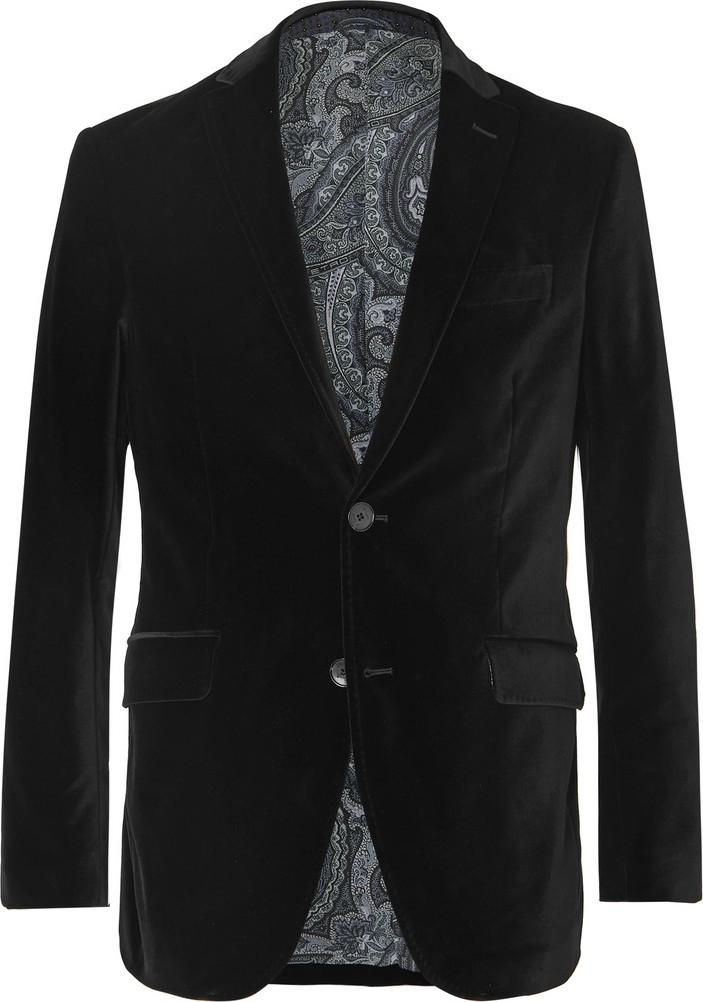 Etro Navy Cotton-Blend Velvet Blazer