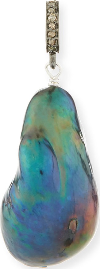 Margo Morrison Baroque Pearl & Diamond Pendant in Sterling Silver