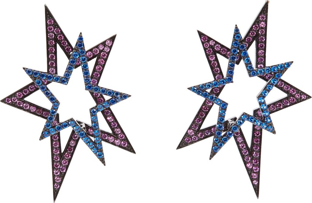 Lynn Ban Sapphire & rhodium-plated earrings