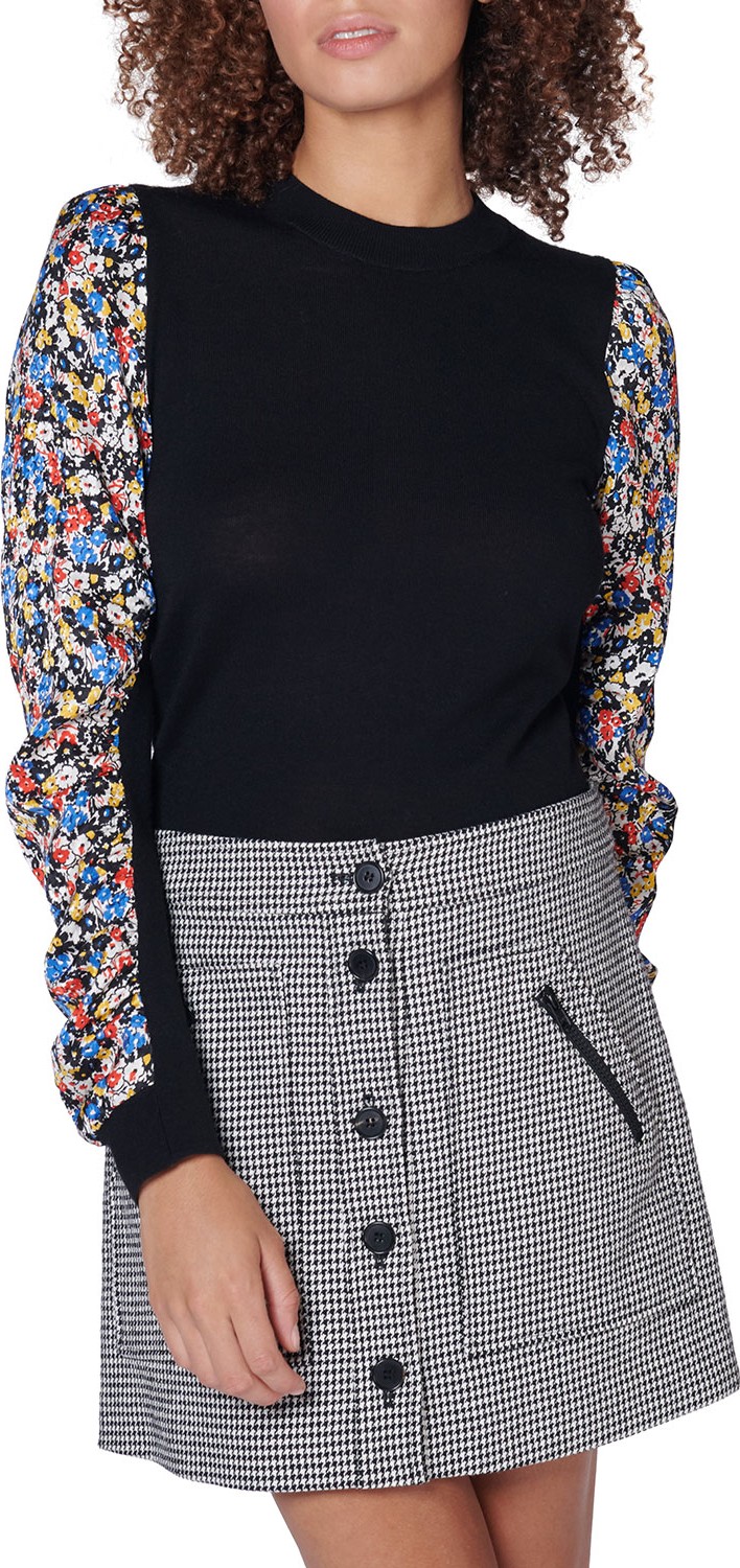 Veronica Beard Adler Mixed-Media Wool Sweater