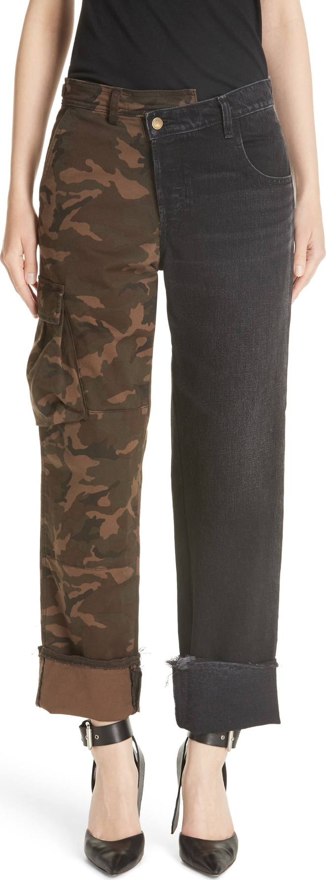 Monse Camo Split Shifted Straight Leg Jeans