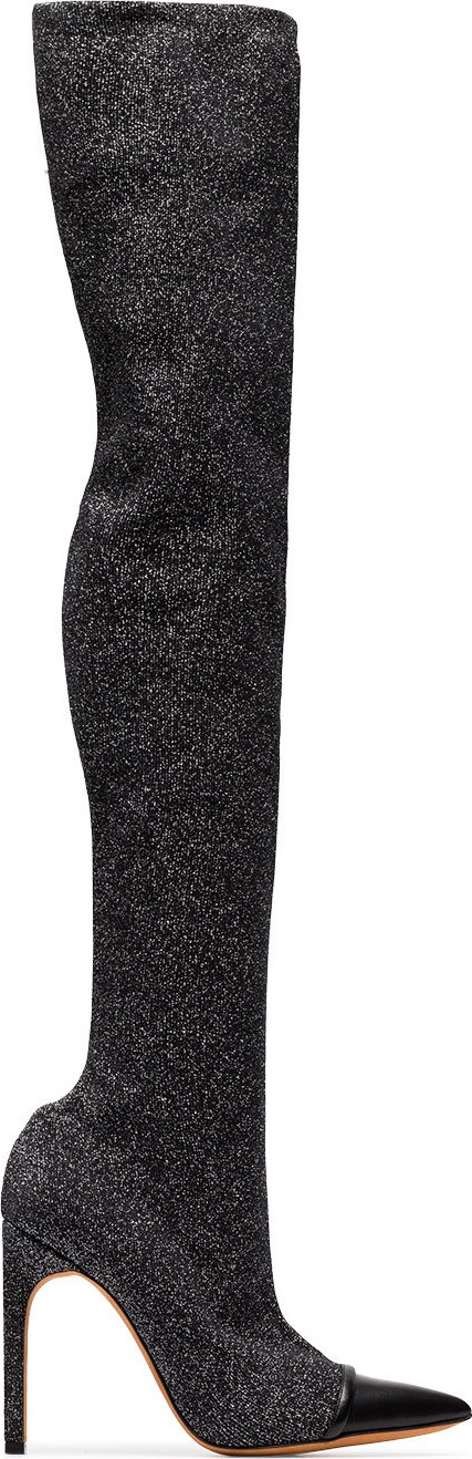 Givenchy Black Contrasted 115 Lurex Thigh Boots