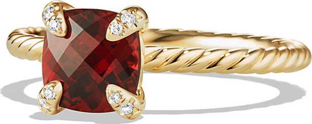 David Yurman 7mm Châtelaine 18K Gold Garnet Ring