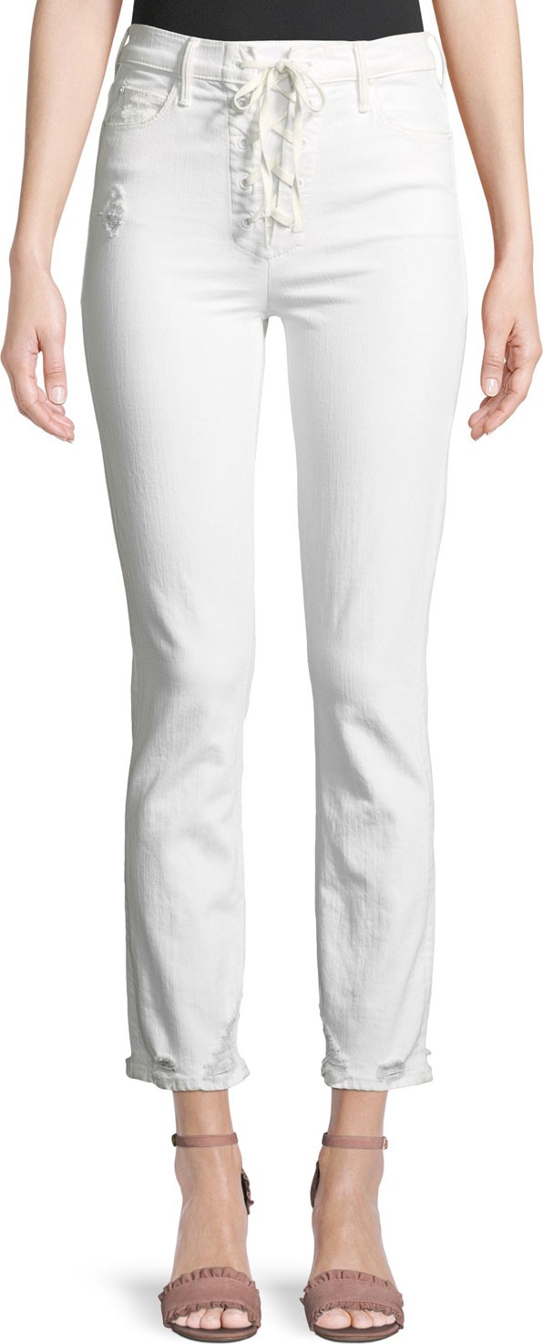 MOTHER Dazzler Lace-Up Ankle Skinny Jeans