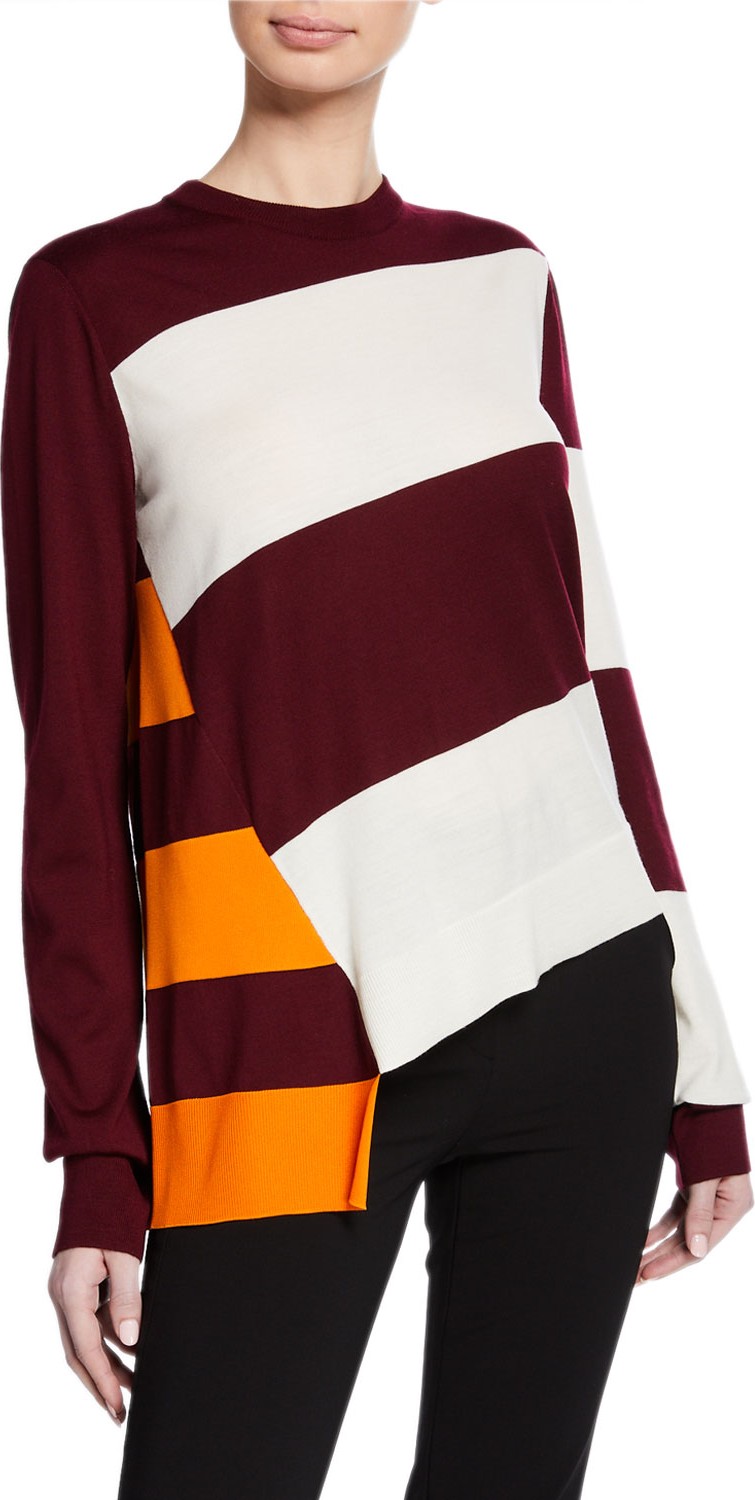 Calvin Klein Long-Sleeve Crewneck Flag Patchwork Sweater