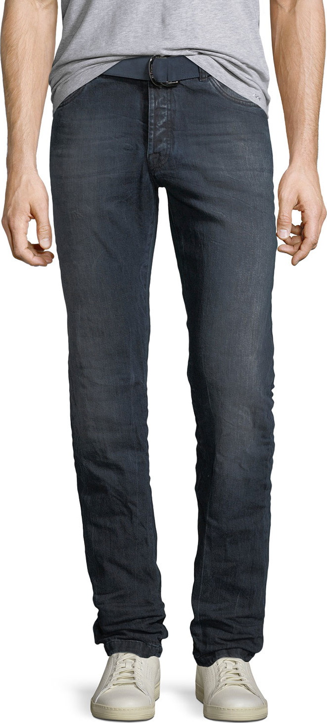 Kiton Men's Limited Edition Dark-Wash Straight-Leg Jeans with D-Ring Belt