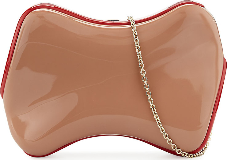 Christian Louboutin Shoespeaks Lacquered Clutch Bag, Neutral