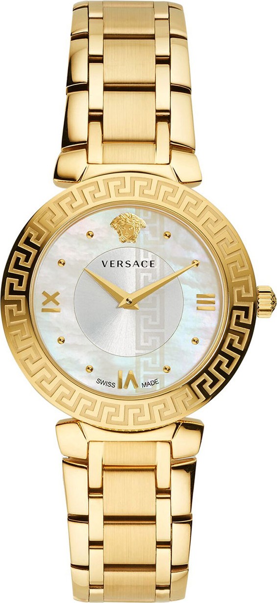 Versace 35mm Daphnis Bracelet Greca Watch, Gold/White