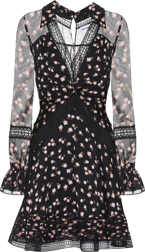 Self Portrait Twist Front Ditsy minidress