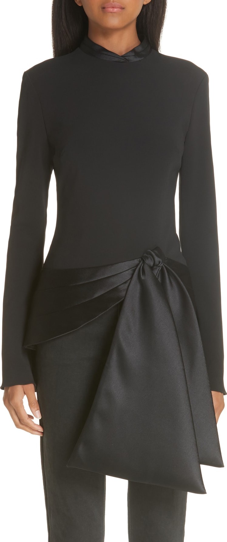 Brandon Maxwell Satin Tie Stretch Crepe Top