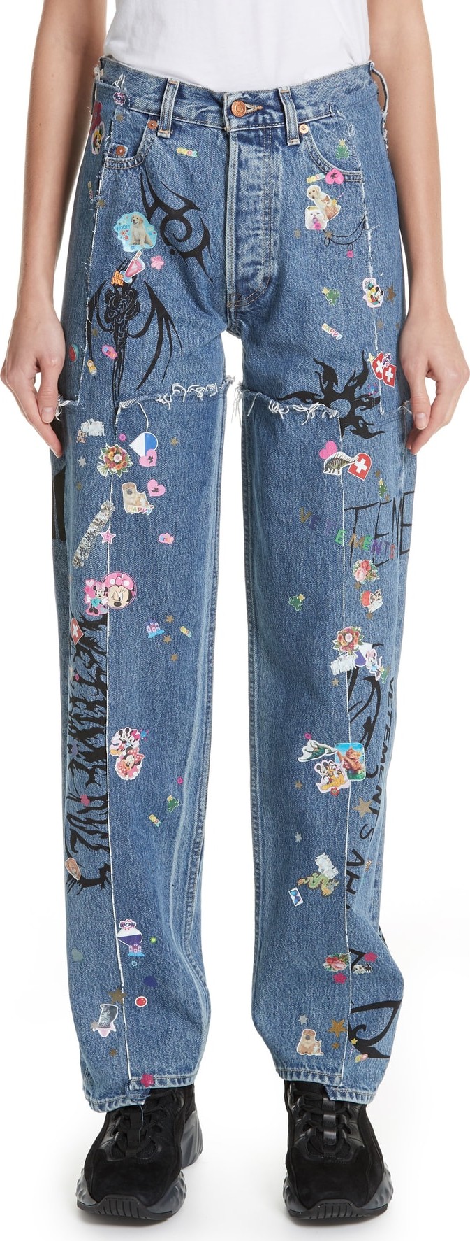 Vetements Ribal Sticker Straight Leg Jeans