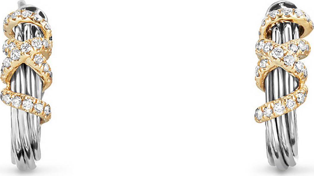 David Yurman Helena Small Diamond Wrap Hoop Earrings