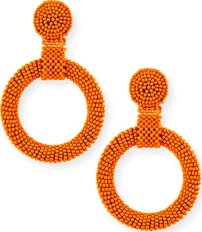 Kenneth Jay Lane Gypsy Hoop Drop Earrings, Coral