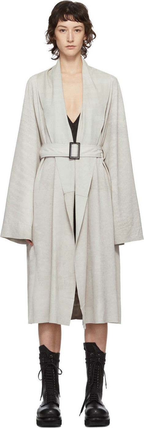 Rick Owens Off-White Lambskin Mountain Coat