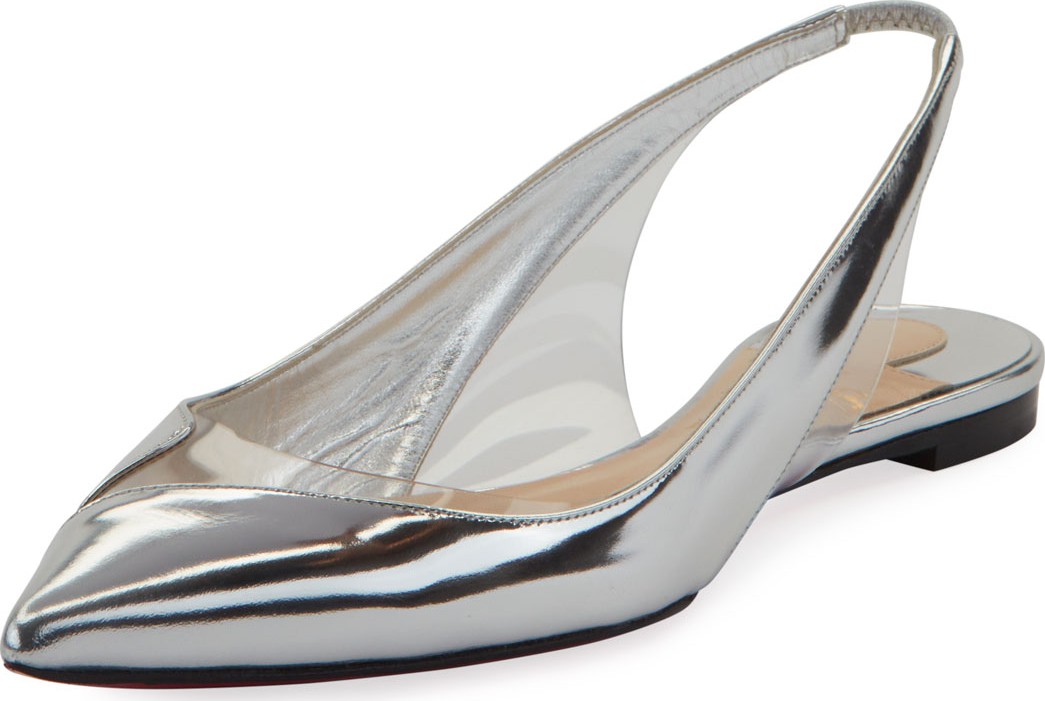 Christian Louboutin V Dec Specchio Red Sole Ballet Flats