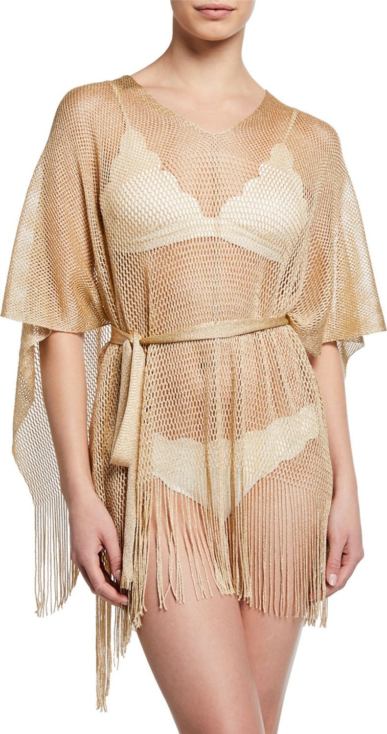 Missoni Fringe Bottom Woven Coverup  Nude/Champagne