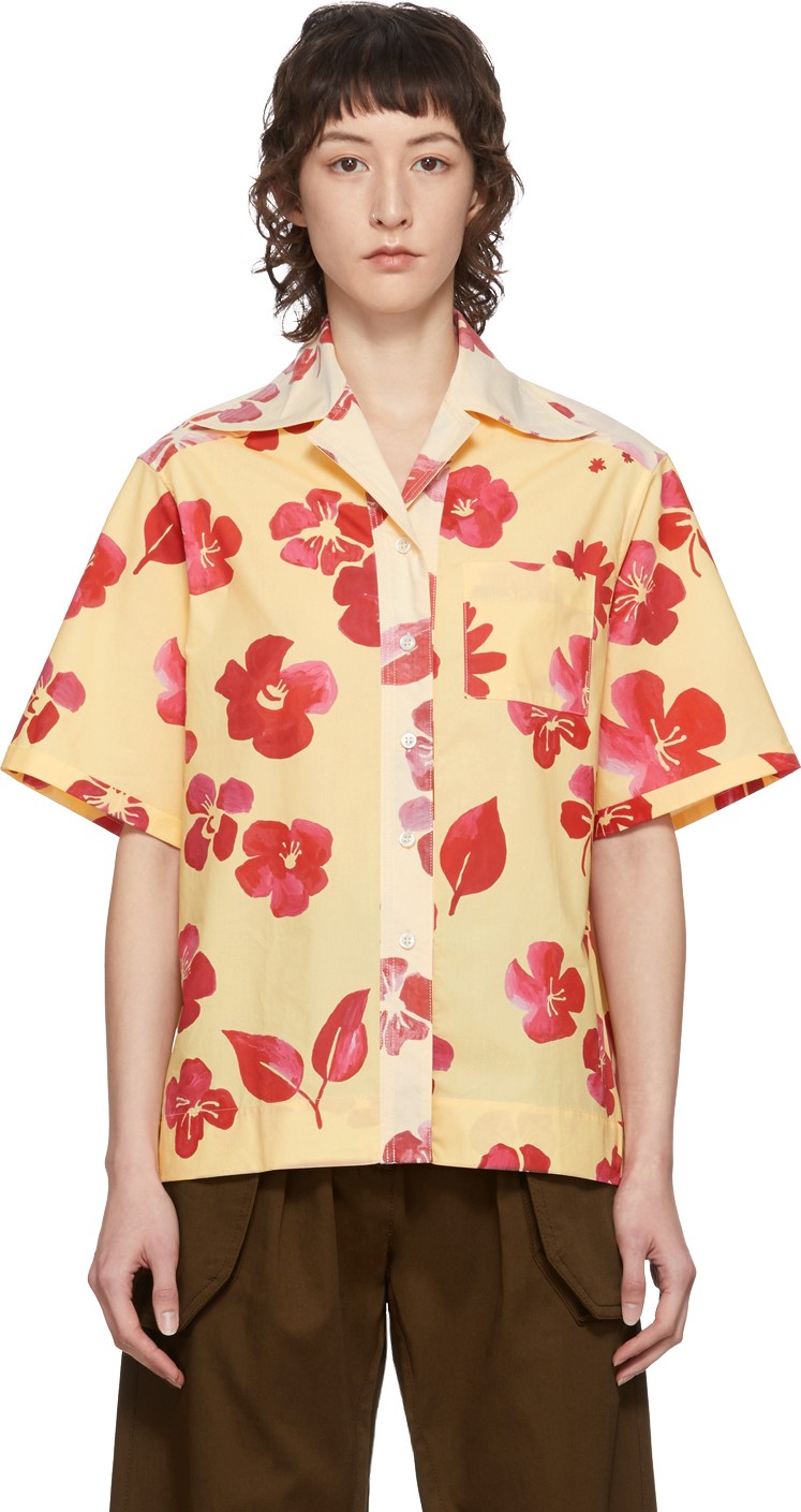 Wales Bonner Yellow Floral Havana Short Sleeve Shirt