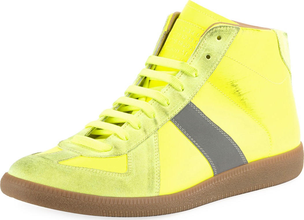 Maison Margiela Men's Replica High-Top Sneakers w/ Dirty Treatment