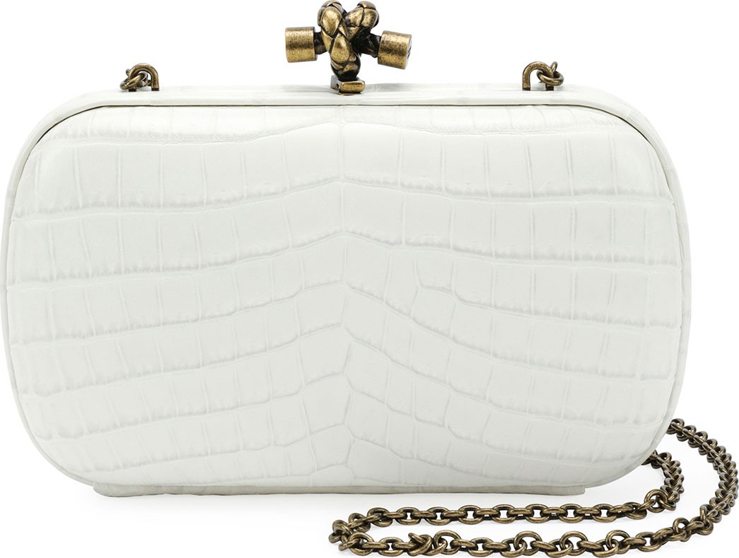Bottega Veneta Chain Knot Crocodile Clutch Bag