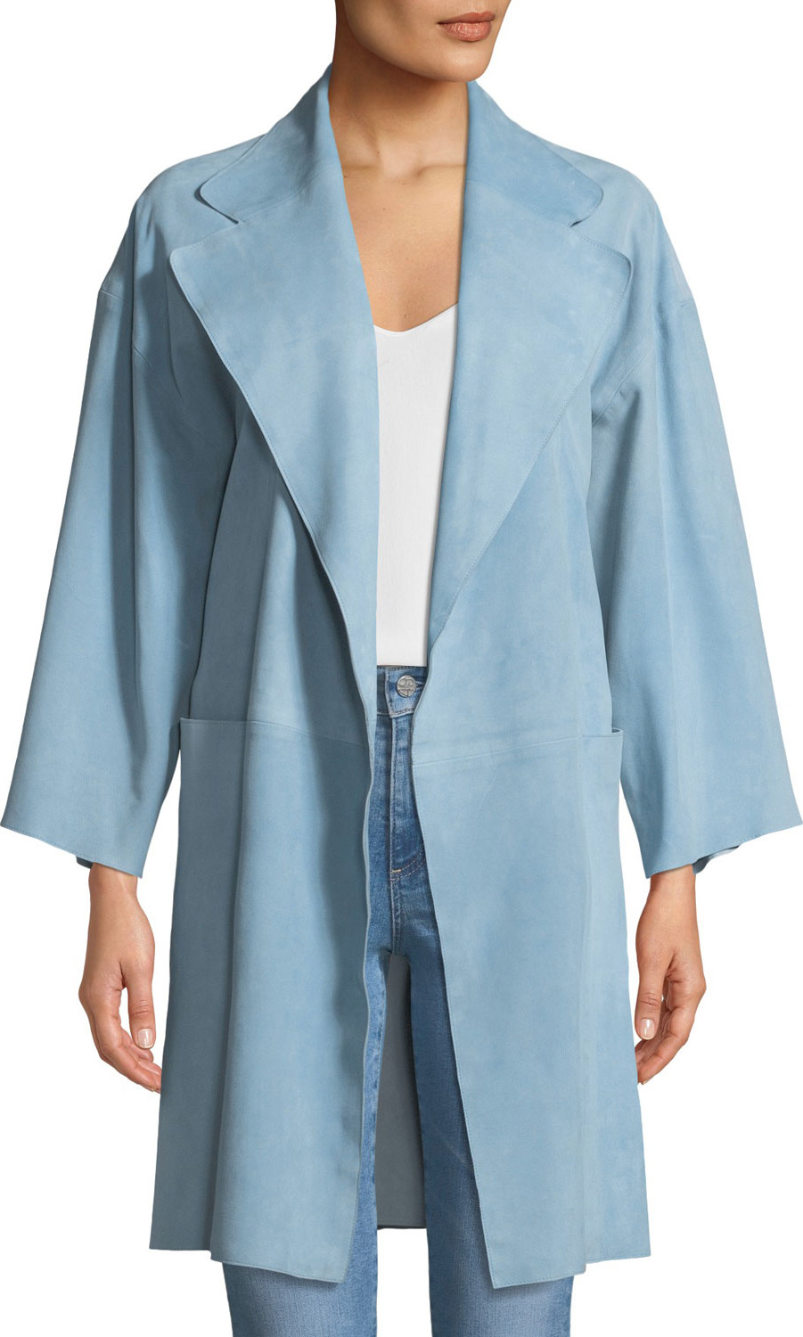 Theory Open-Front Suede Kimono Coat