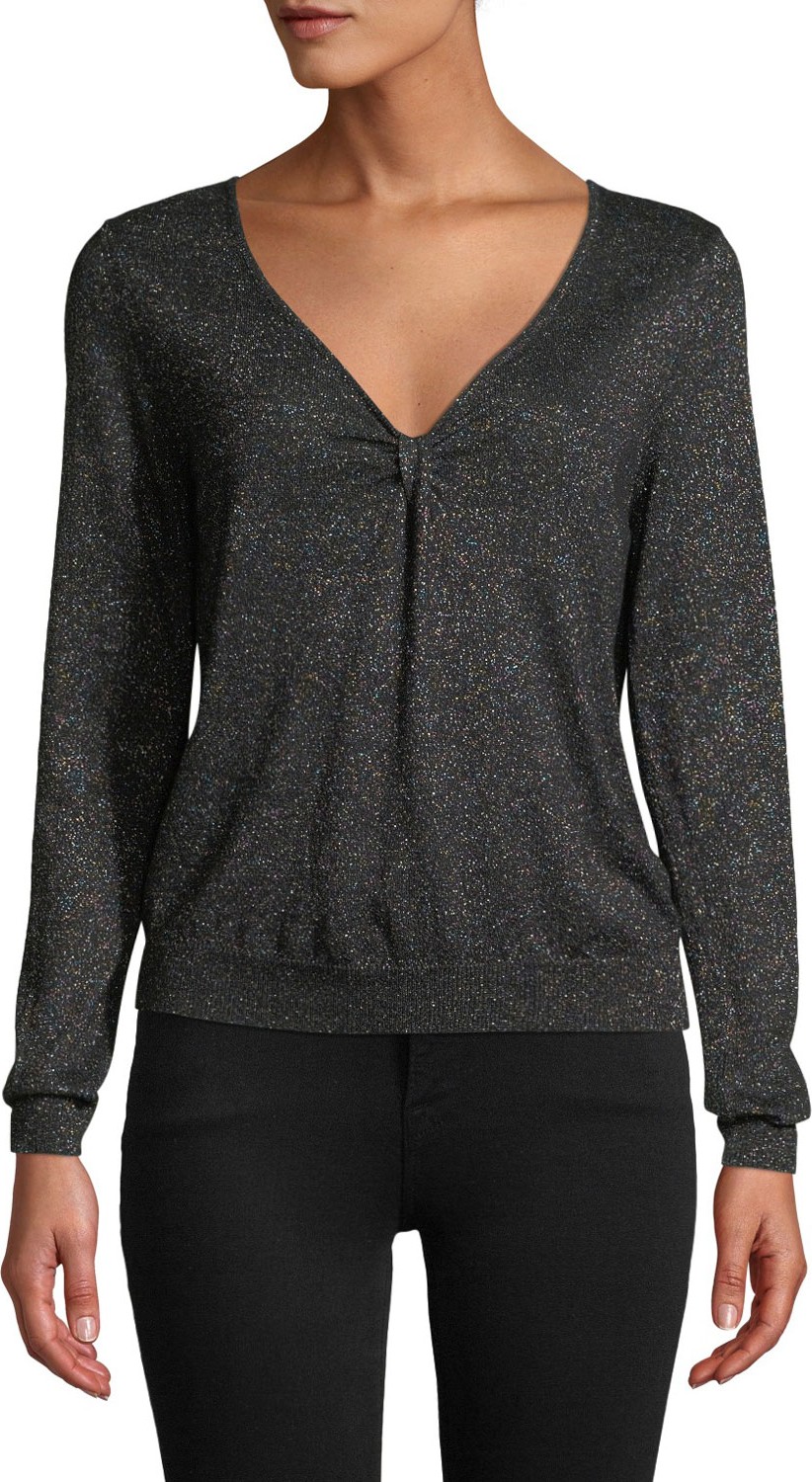 MILLY Shimmer Twist Top Sweater