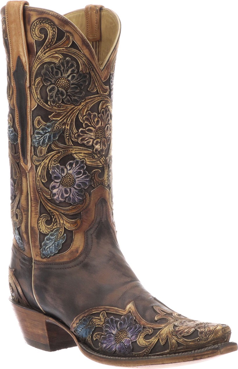 Lucchese Drea Distressed Floral Boots
