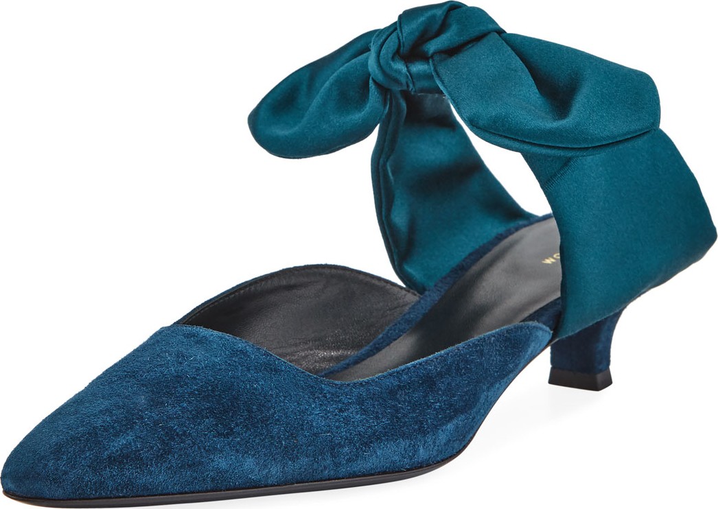 THE ROW Coco Suede 40mm Mule with Satin Bow