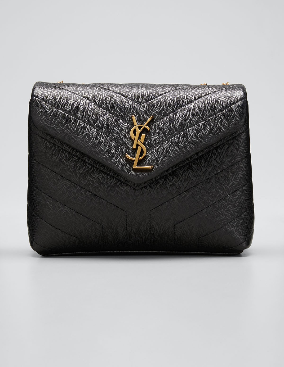 Saint Laurent Loulou Small Pebbled Leather V-Flap Shoulder Bag