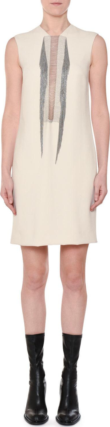 Stella McCartney Sleeveless Shift Dress w/ Multi-Chain Inset