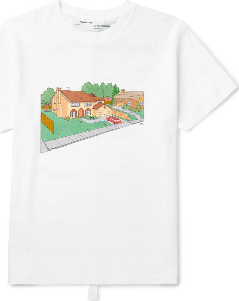 Off White Simpsons House Slim-Fit Printed Cotton-Jersey T-Shirt