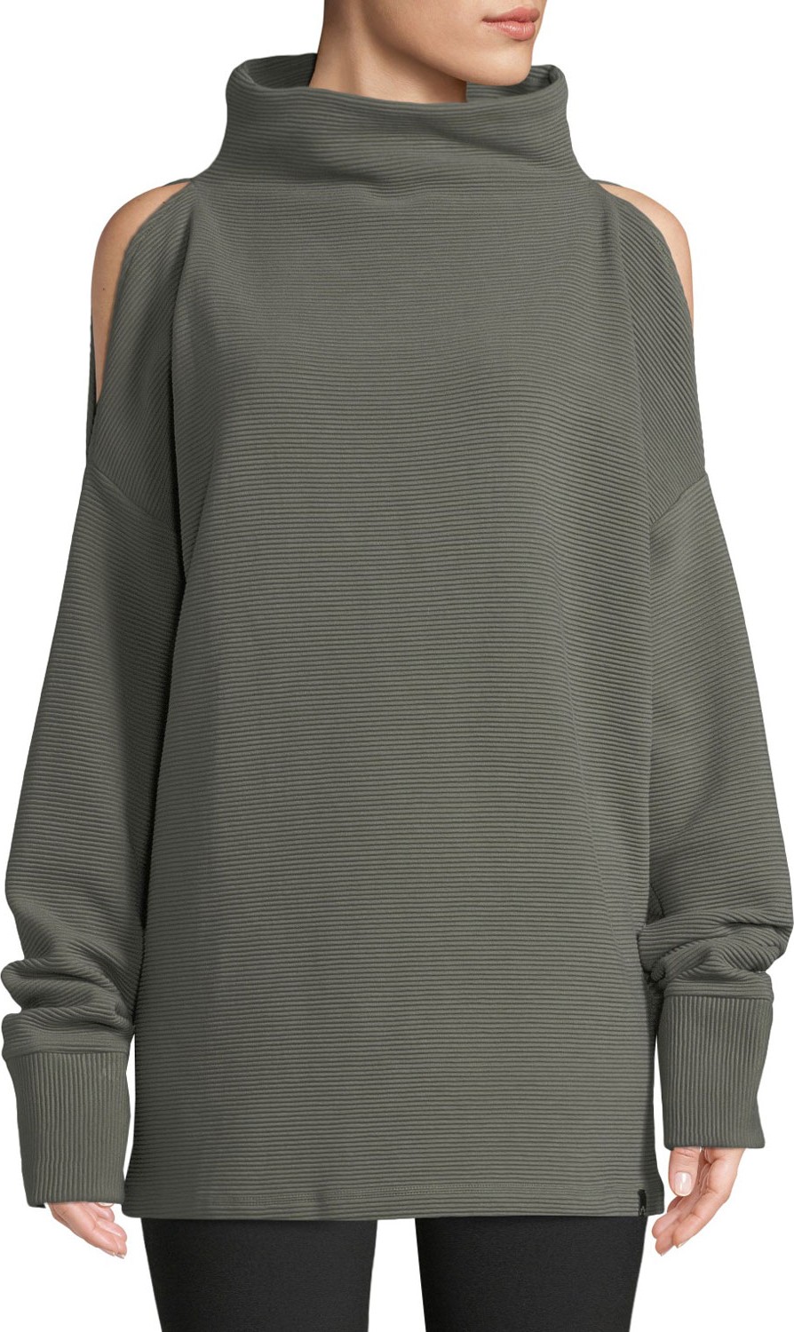 Varley Hampton Cold-Shoulder Cotton Sweatshirt
