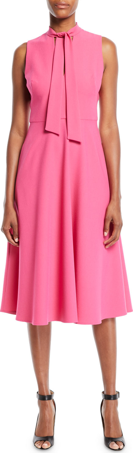 Black Halo Carolina Sleeveless Dress w/ Necktie Detail