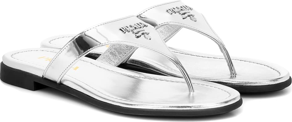 Prada Metallic leather sandals