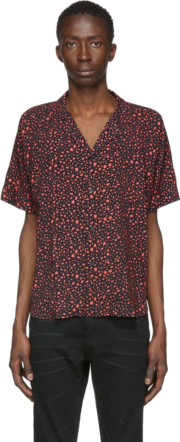 Saint Laurent Black & Pink Leopard Shirt