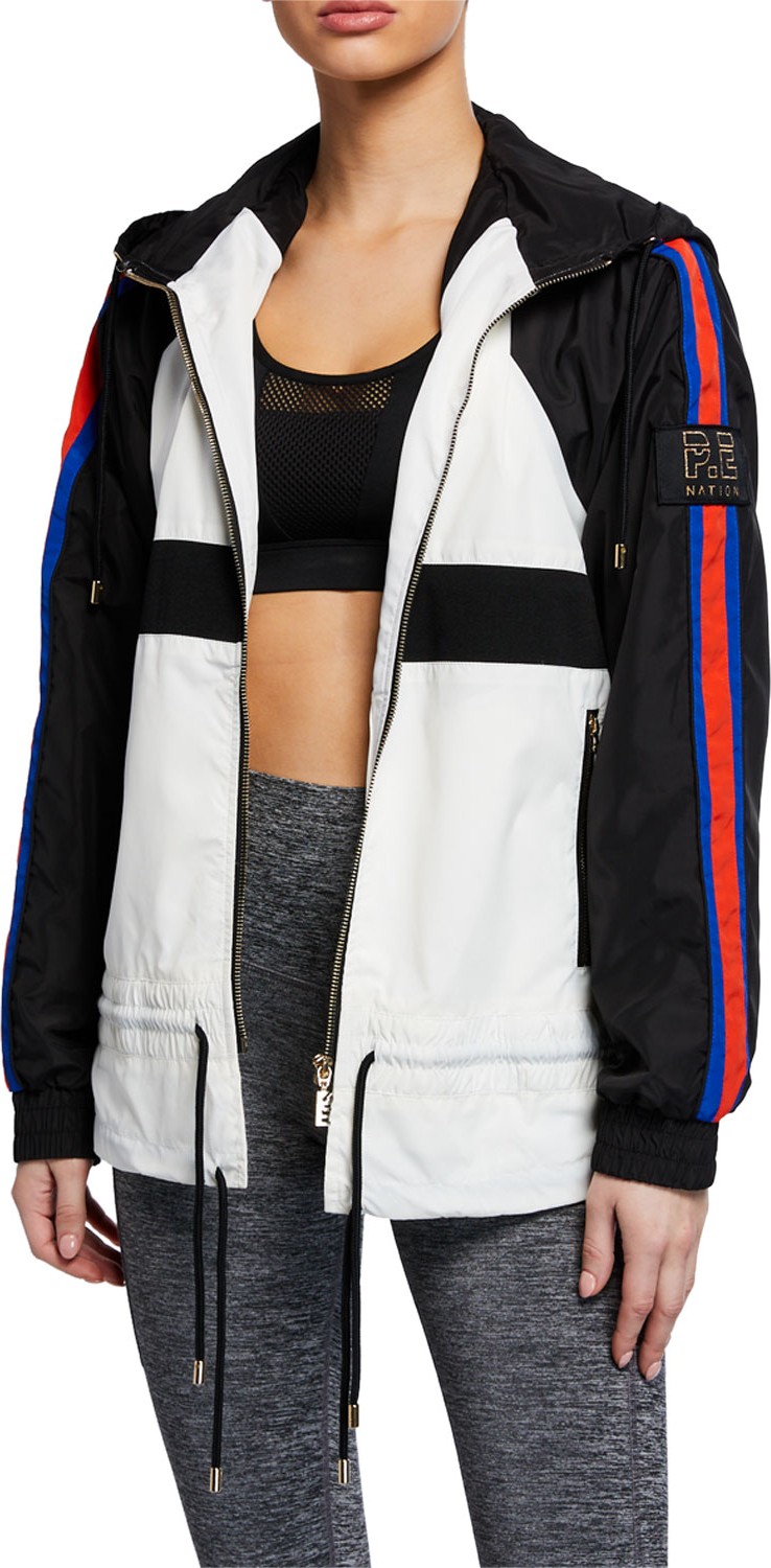 P.E Nation Block Out Side-Stripe Hooded Track Jacket
