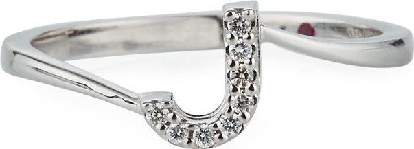 Roberto Coin Diamond Letter Ring in 18K White Gold