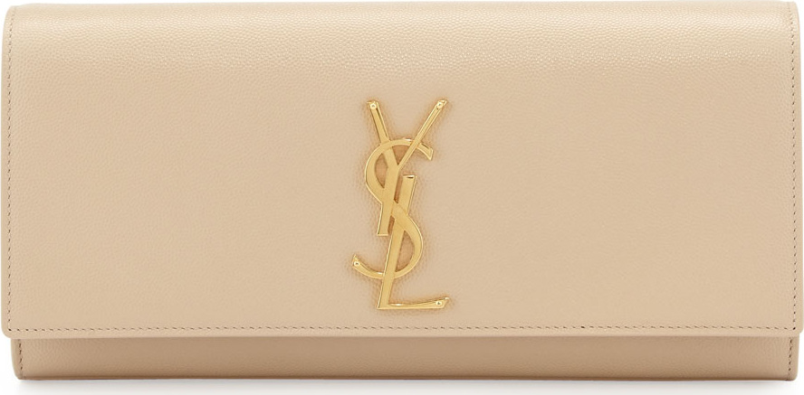 Saint Laurent Cassandre Calfskin Clutch Bag, Nude