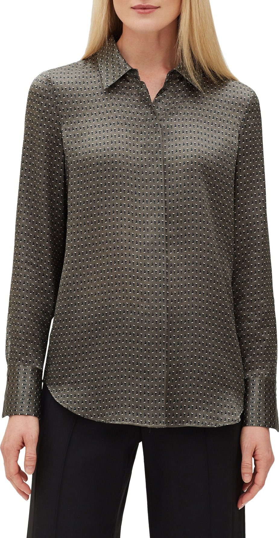 Lafayette 148 New York Scottie Boundless Buds Silk Blouse