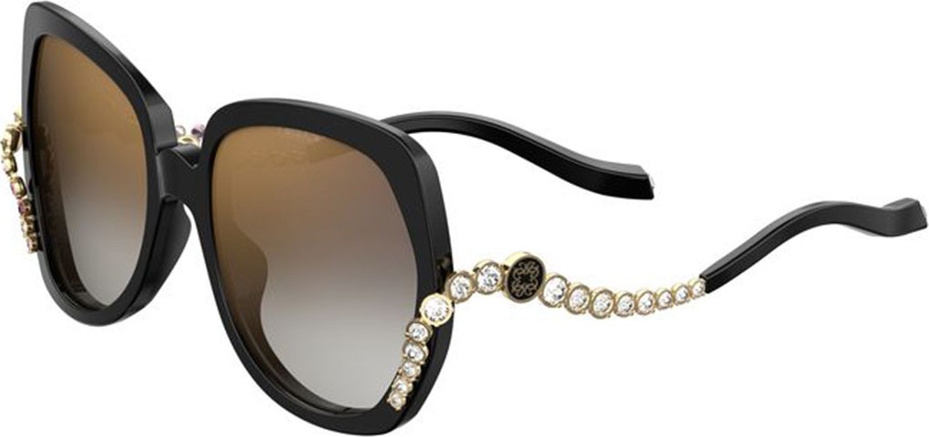ELIE SAAB Square Acetate Sunglasses w/ Crystal Wave Arms