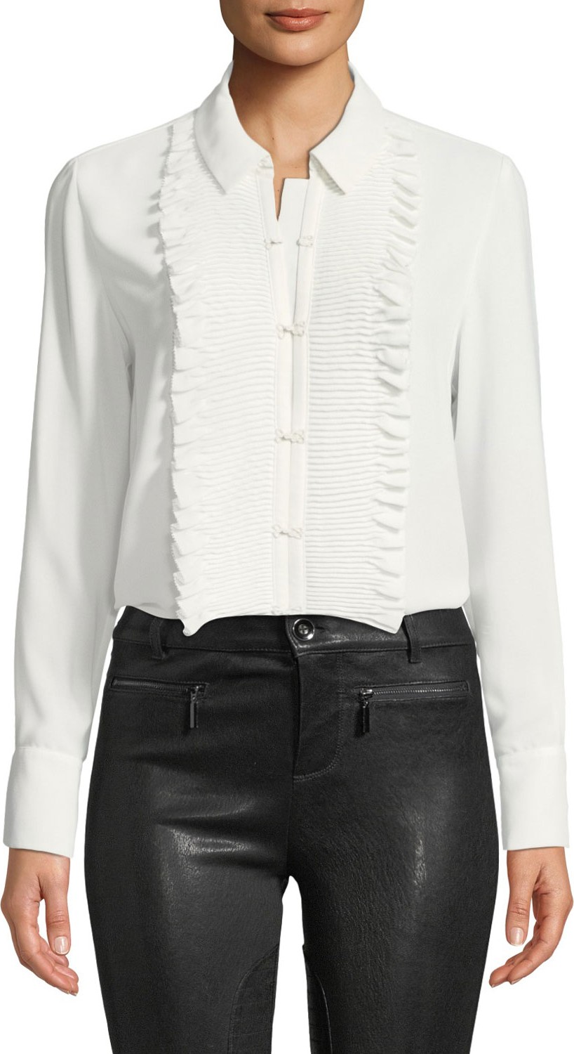 Alexis Avette Hook-Front Top with Pleated Ruffle Bib