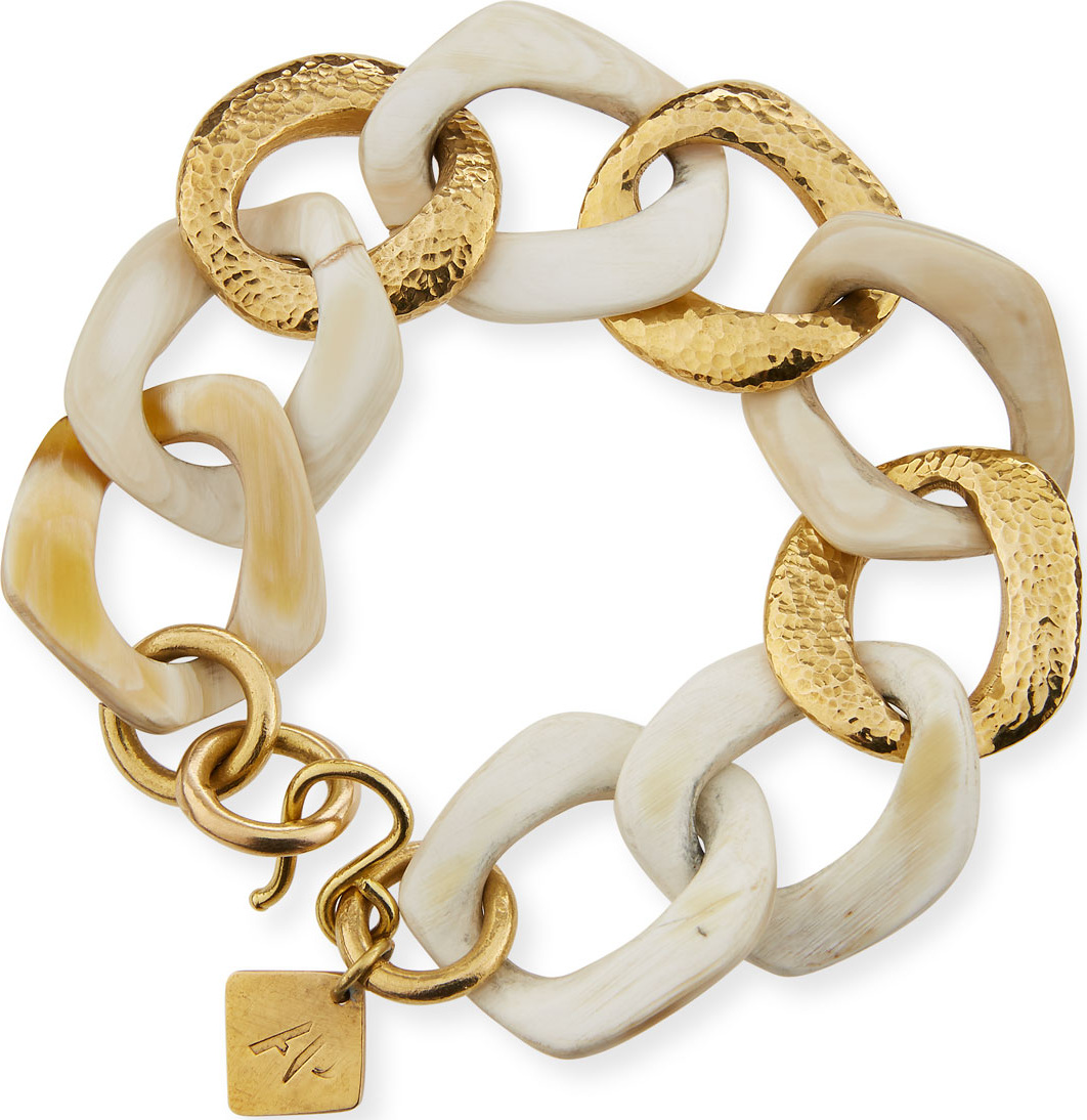 Ashley Pittman Salama Light Horn & Bronze Link Bracelet