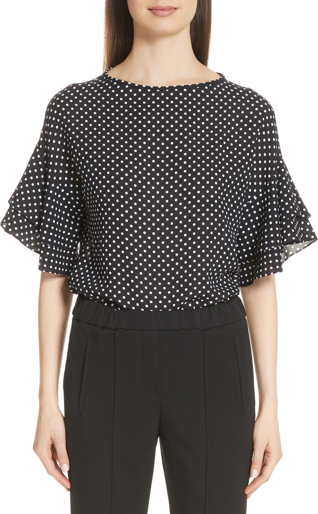 Michael Kors Polka Dot Silk Georgette Blouse