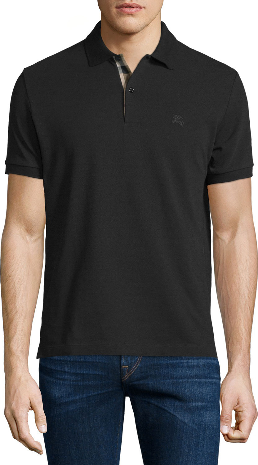 Burberry London England Short-Sleeve Oxford Polo Shirt, Black