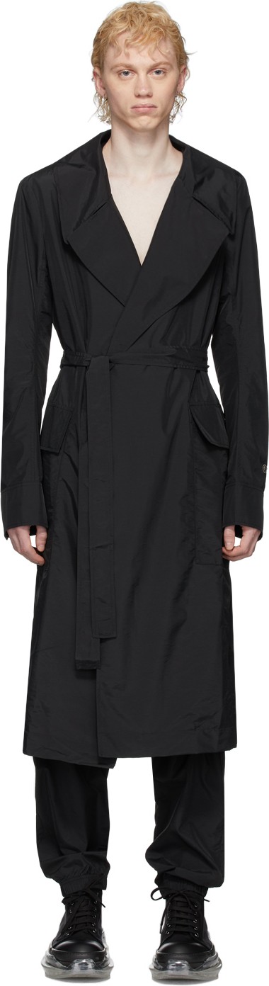 Rick Owens Black Champion Edition Nylon Trench Coat