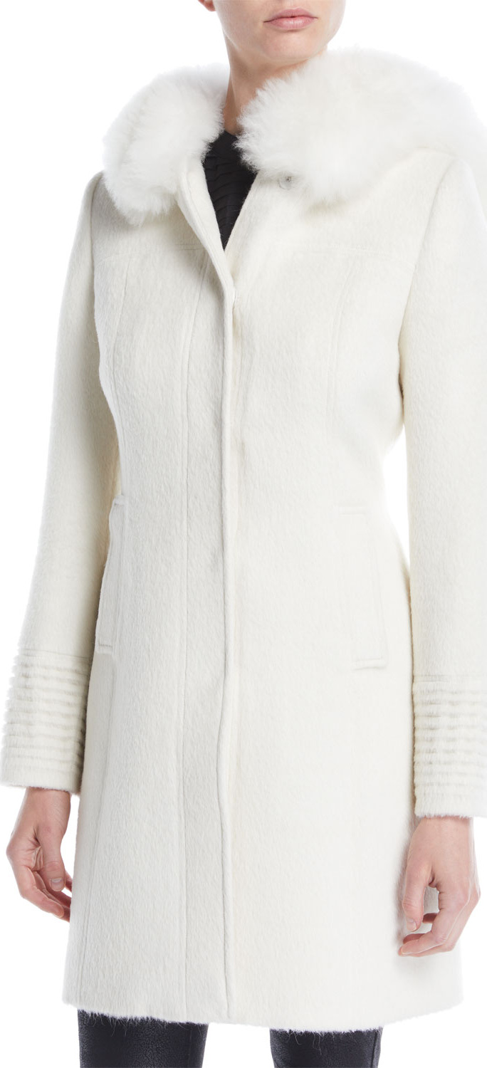 Sentaler Suri Alpaca Coat w/ Fur-Trim Hood